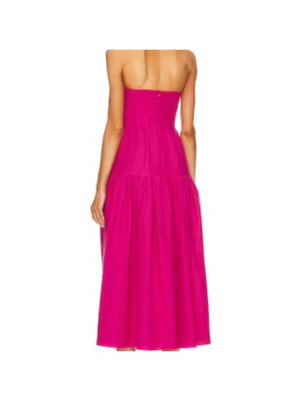 Shona Joy Joanine Strapless Ruched Midi Dress in Azalea Pink - Picture 3 of 9